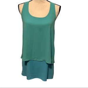 Everly Layered Tank Top Women Size Small Teal Sleeveless Lagenlook Sheer *FLAWED
